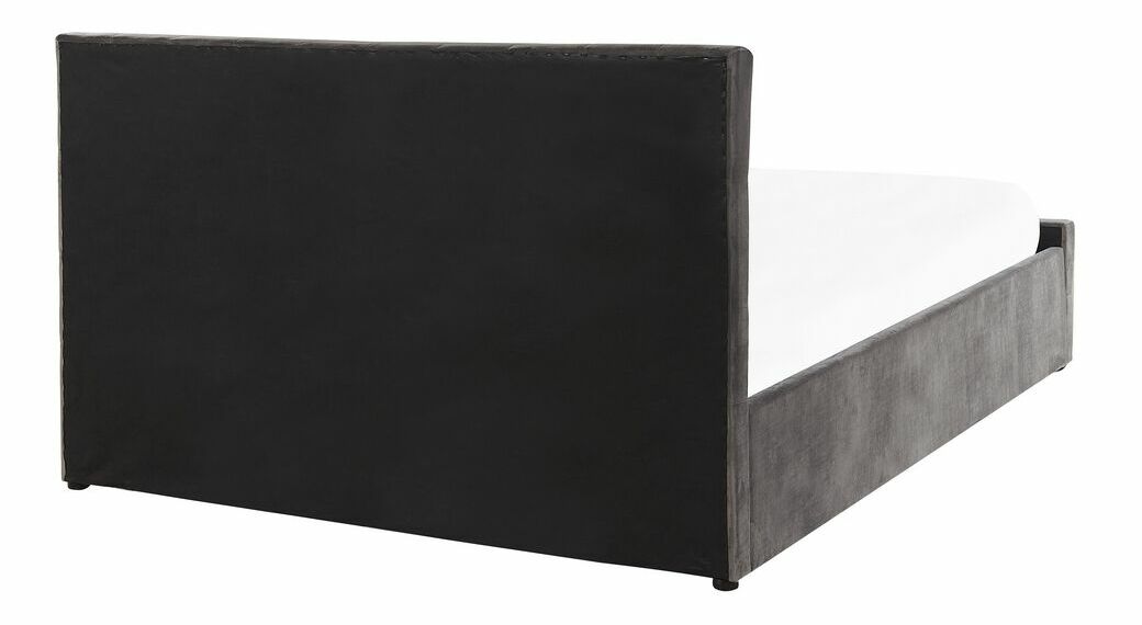 Pat matrimonial 140 cm AMESIA (gri) (cu somieră și sp. depozitare)