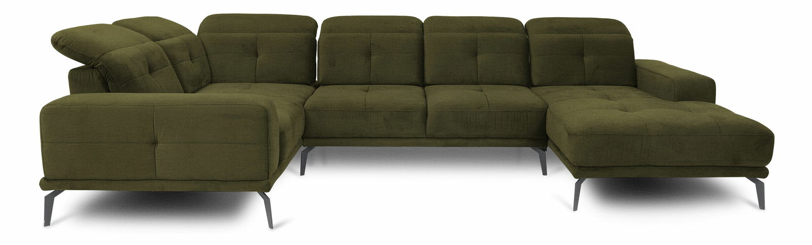 U alakú sarokkanapé Nicolette (sötét oliva) (B)