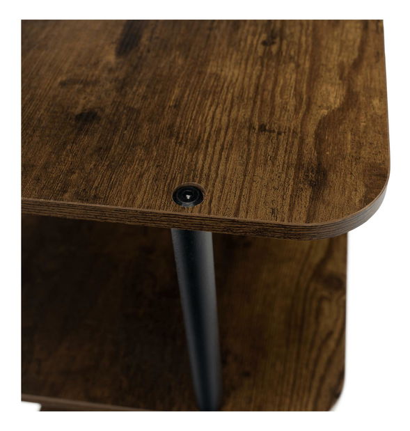 Regál Explotarla (tmavé drevo + čierna) 