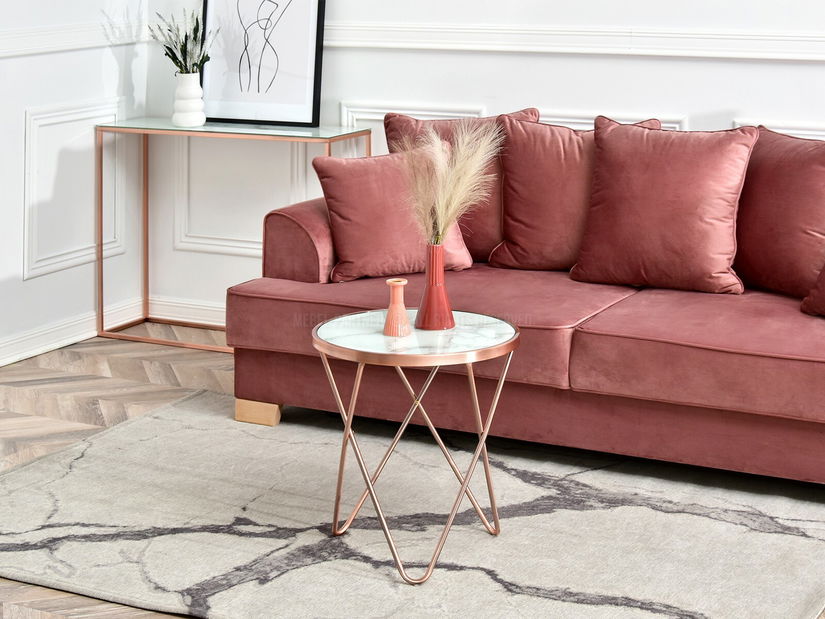 Măsuță de cafea Armin S (marmură albă + cupru)