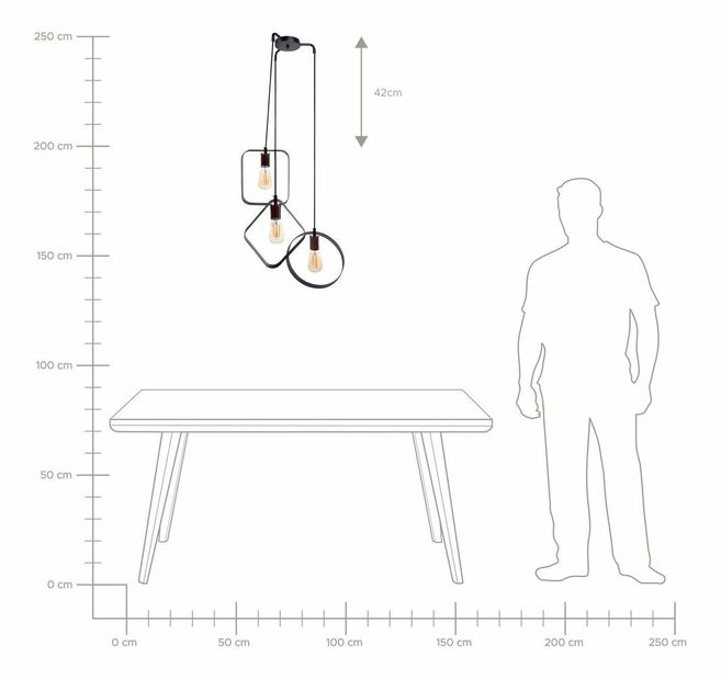 Závesná lampa Vano (čierna)