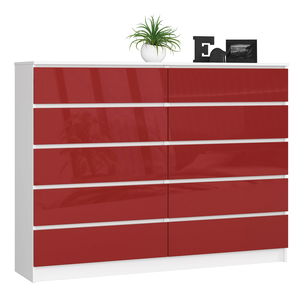Komoda Kurtinaitis 10SZ (biela + lesk červený)