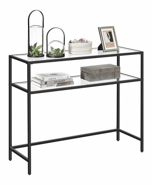 Konzolni stolić Byat 4 (crna + staklo)
