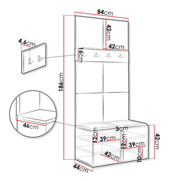 Predsoblje Tovenaz IV (grafit + siva)
