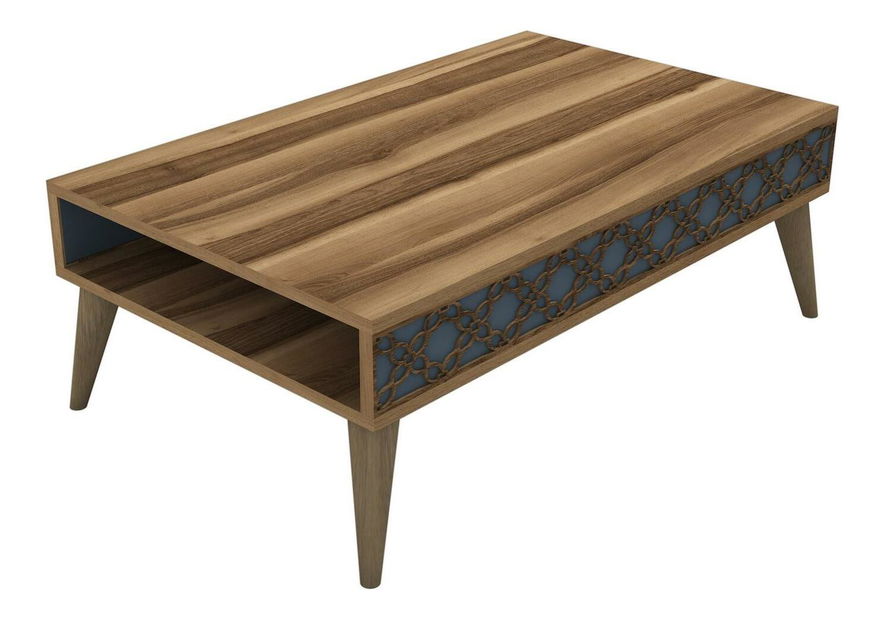 Stolić za kavu Clementine 1 (orah + plavo-siva)