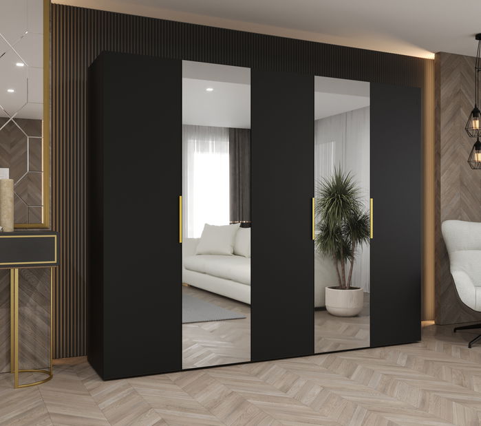 Ormar za garderobu 250 cm Mirabella 2 (crna + zlatna)