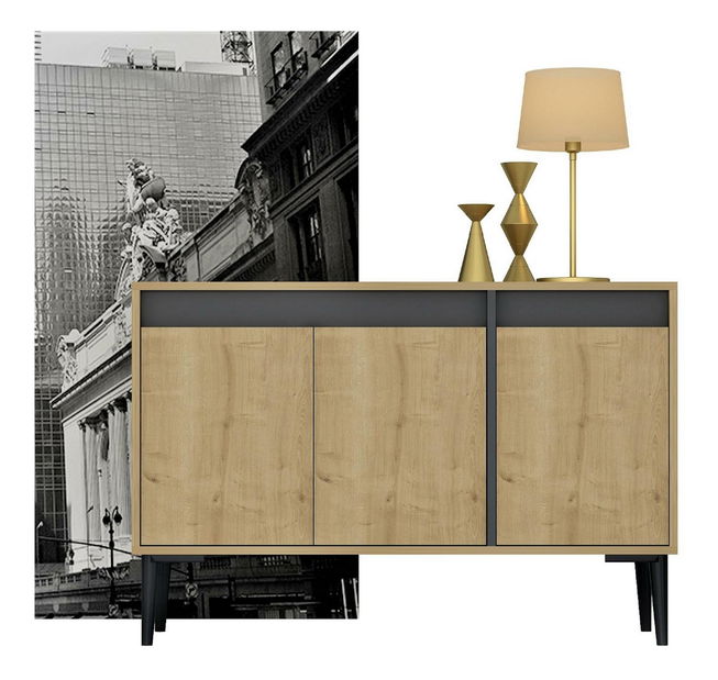 Skrinka Kasuma (dub zafírový + antracit) 