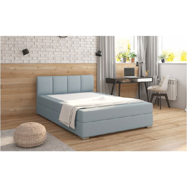 Manželská posteľ Boxspring 140 cm Rhoni (mentolová) (s roštom, matracom a úl. priestorom) *výpredaj 