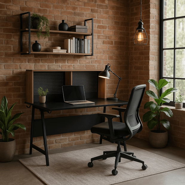 Íróasztal Ivuma (fekete + sonoma tölgy)