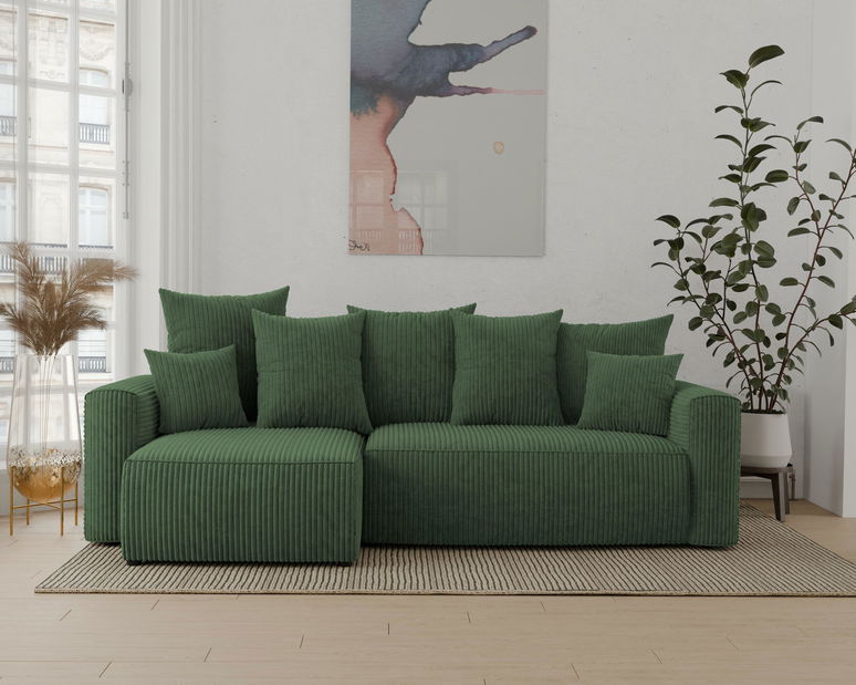 Rohová sedačka Denia (L) (tmavozelená)