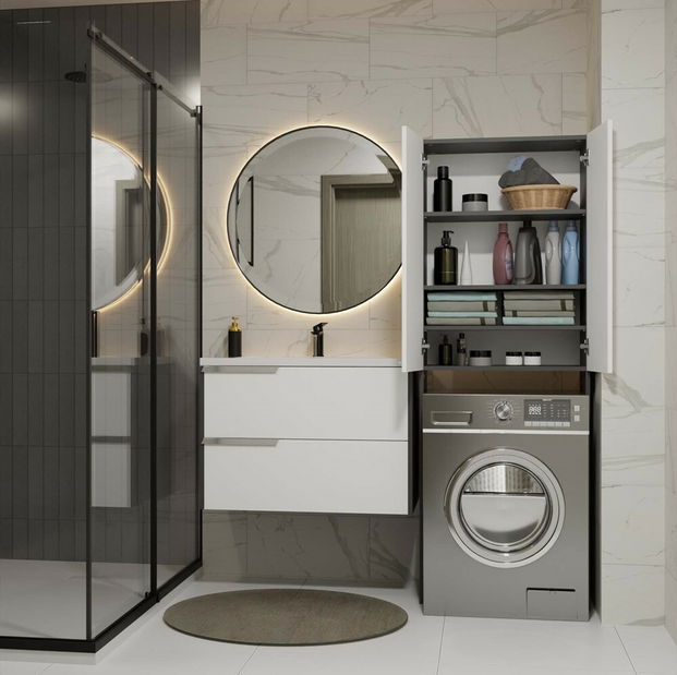 Dulap deasupra mașinii de spălat Perdieron 2 (antracit + alb)