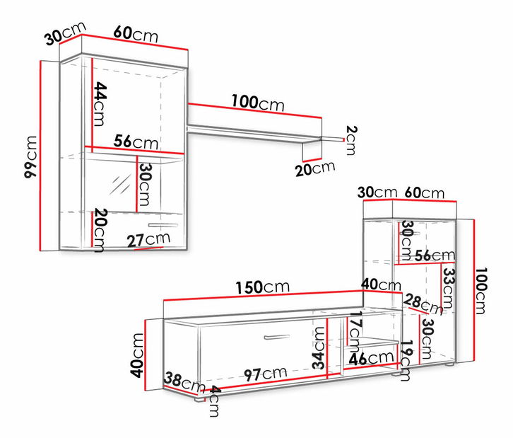 Set za dnevni boravak Mirjan Mila (hrast sonoma)