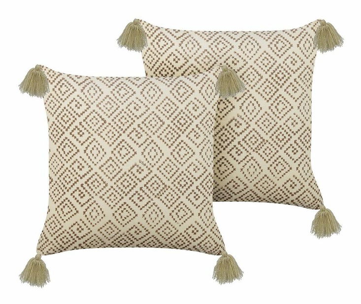 Sada 2 ozdobných vankúšov 45 x 45 cm Santo (béžová)
