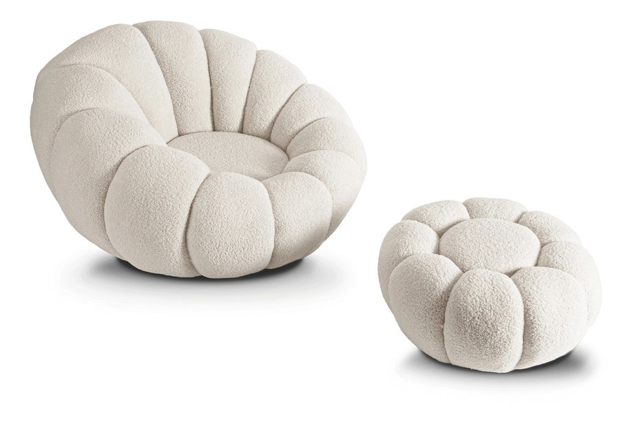 Fotelja Pague (krem) (s tabureom)