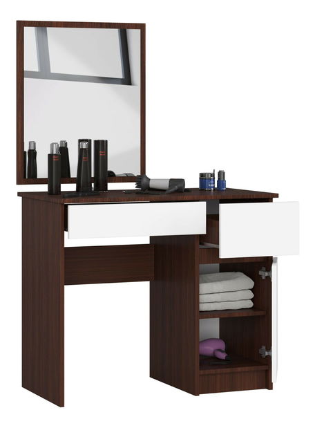 Toaletný stolík Pritha (wenge + biela)