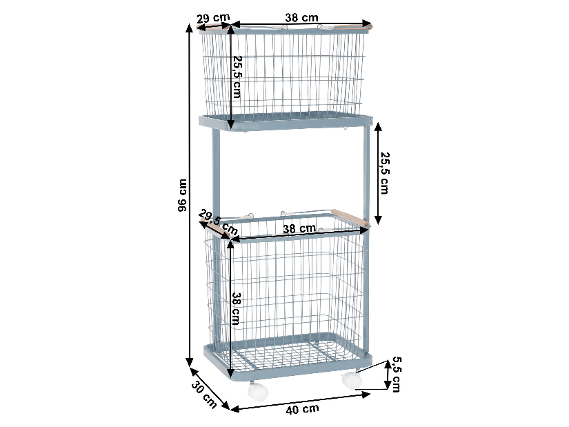 Košara za rublje Harmas (metal + sivo-plava)