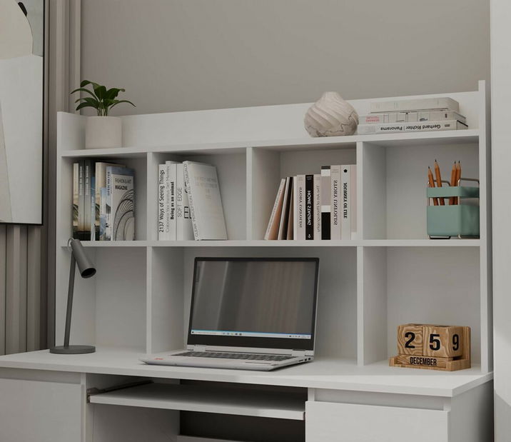 Masă PC Kwazulu 1 (alb) (cu suprastructură)