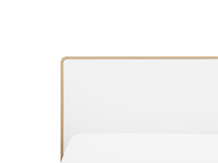 Manželská posteľ 160 cm SERVI (s roštom a LED osvetlením) (svetlé drevo)