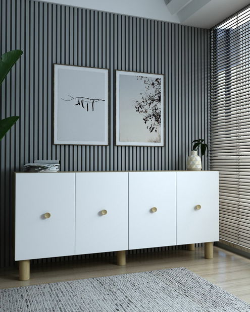 Komoda Moncici K (safirni hrast + bijela)