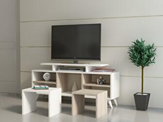 Set mobilier living Kutanetta (alb + Lemn deschis)