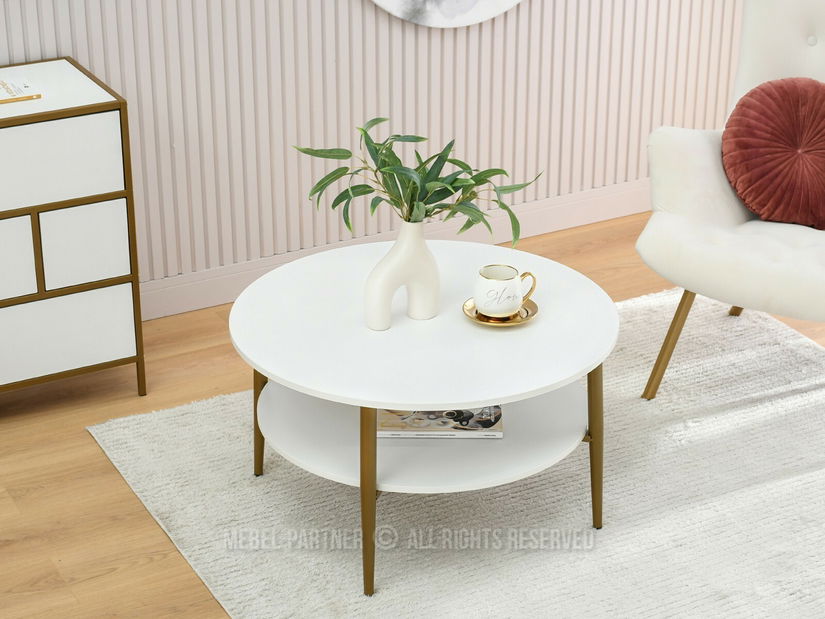 Konferenčný stolík Randolf Xl (biele drevo + zlatá)