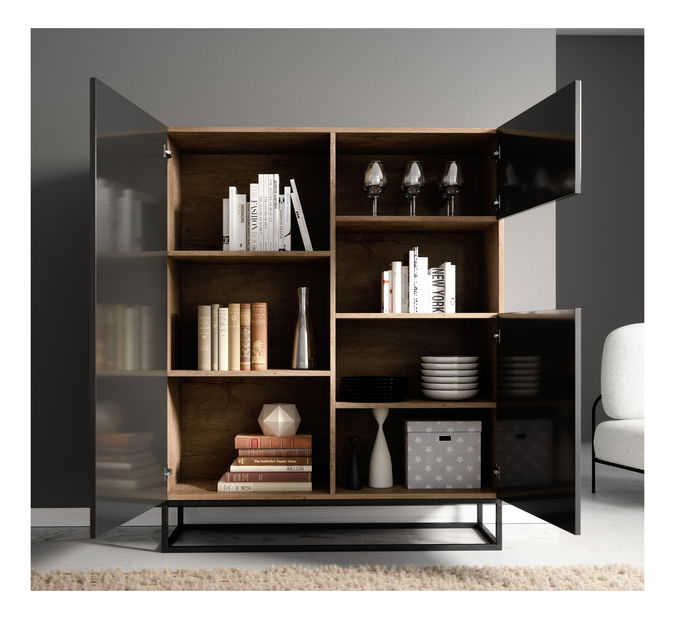 Skrinka Antonio (dub artisan + čierna lesklá)