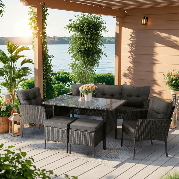 Vrtni set Adaptarlas (crna) (za 7 osoba)