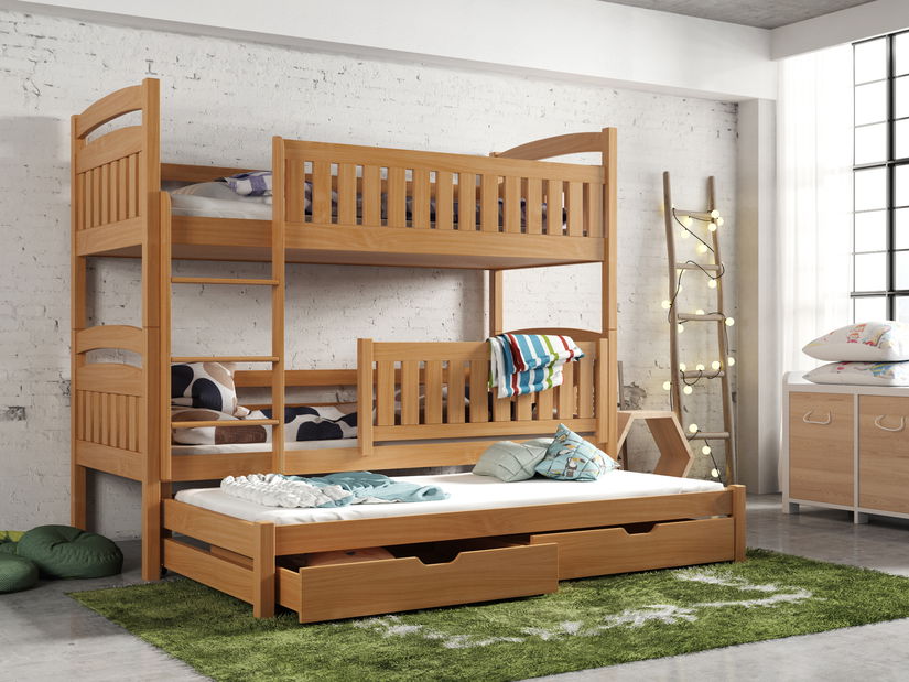 Gyerekágy 80 x 180 cm BLAIR (ágyráccsal és tárolóhellyel) (bükk)