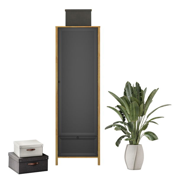 Ormar s policama Bruselas (hrast craft zlatni + crna) 