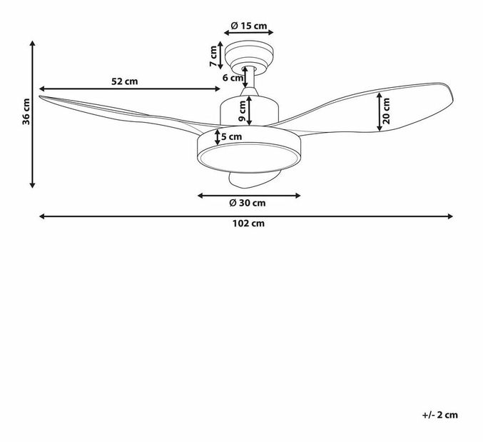 Ventilator de tavan cu iluminat Brunilda (argintiu)