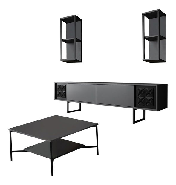 Zostava nabytku do obyvacej izby Buon 2 (Antracit + Čierna)