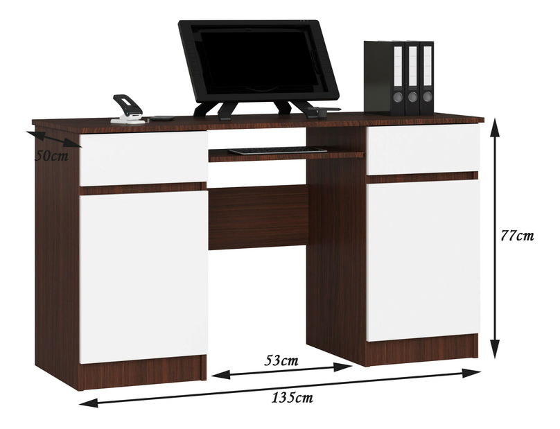 PC stolík Bahadur (wenge + biela)