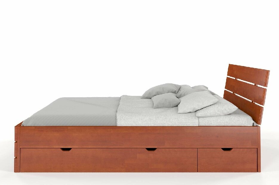 Manželská posteľ 200 cm Naturlig Lorenskog High Drawers (buk)