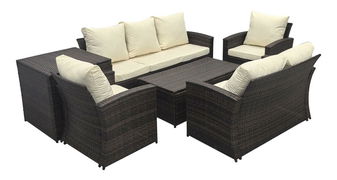 Set mobilier de grădină Asistido (maro + bej) (pentru 7 persoane)