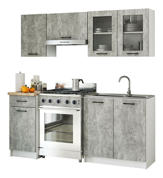 Felső konyhai vitrin Organo 580 (fehér + beton)