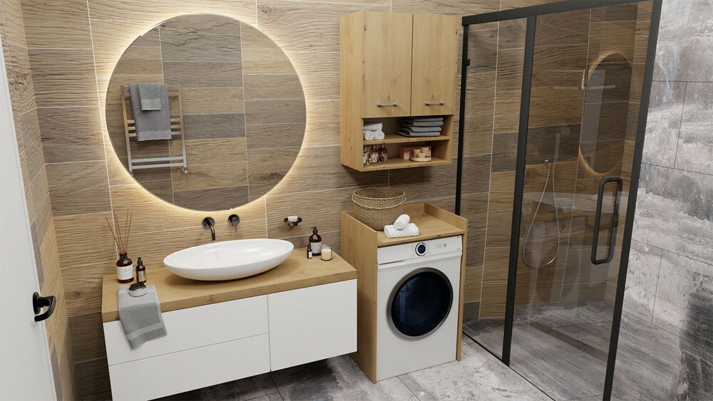 Dulap pentru mașina de spălat Perdieron 1 (stejar artisan)