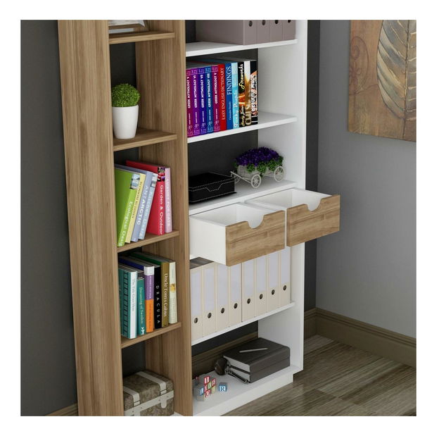 Regál Mubede (biela + orech) 