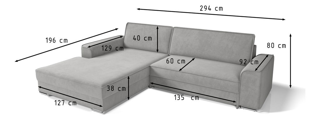 Rohová sedačka Tunos (L) (sivohnedá)
