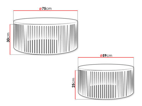 Set 2 măsuțe cafea Konezo (Negru + Alb arctic) 