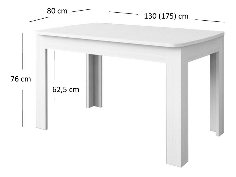 Rozkladací jedálenský stôl ORONTES (krémová + dub ancona) (pre 4 až 6 osôb)
