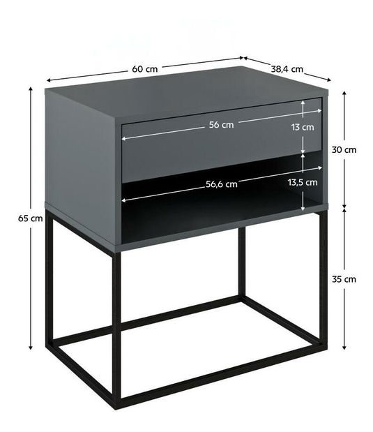 Noćni ormarić Autor (grafit + crna) 
