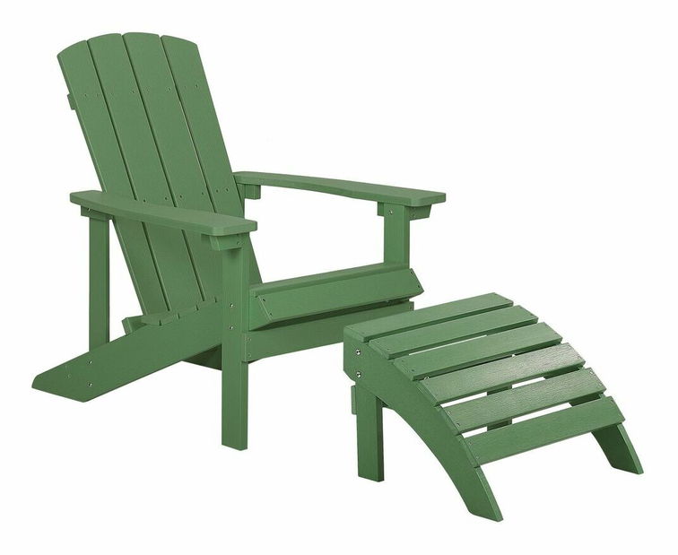 Scaun de grădină cu suport picioare Adack (verde închis)