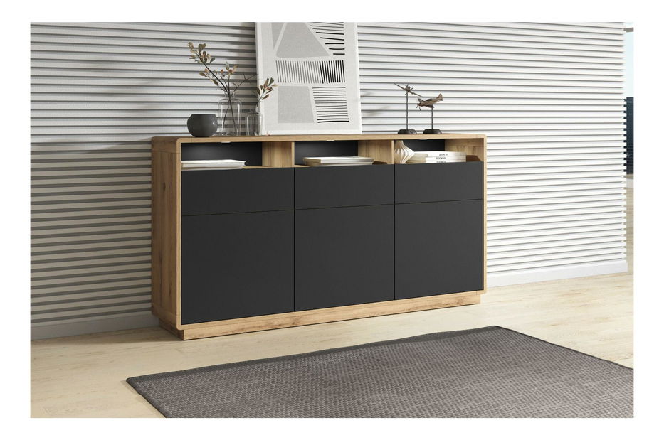 Komoda Albert Tip 26 (hrast taurus + crna mat)