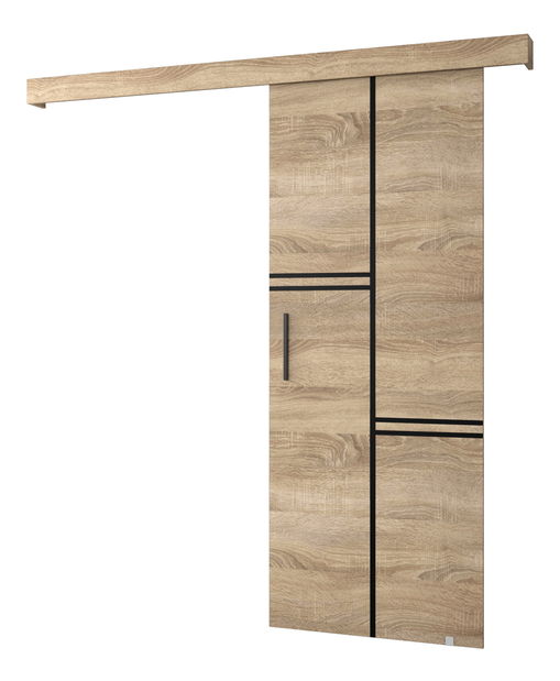 Posuvné dvere 90 cm Sharlene VIII (dub sonoma + dub sonoma + čierna)