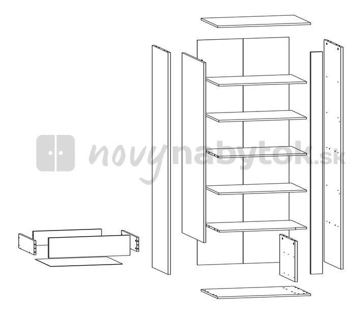 Policová skriňa BRW Graphic REG1D2SL lesk biely