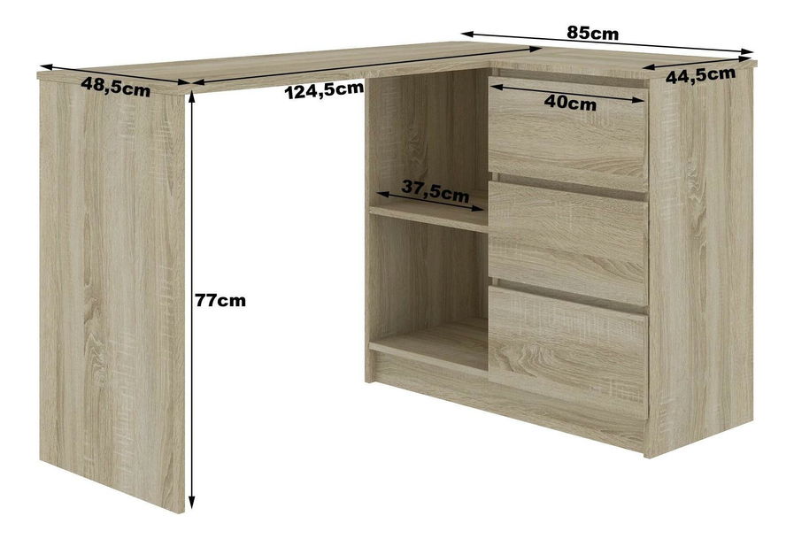 Rohový PC stolík Bodhi (dub sonoma + biela) (P) *výpredaj