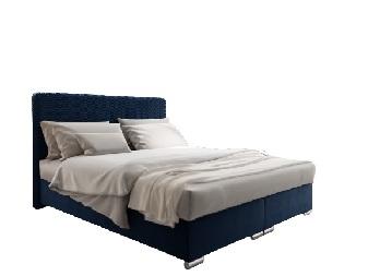 Manželská posteľ 160 cm Boxspring Penarth Comfort (tmavomodrá) (s roštom, matracom a úl. priestorom)