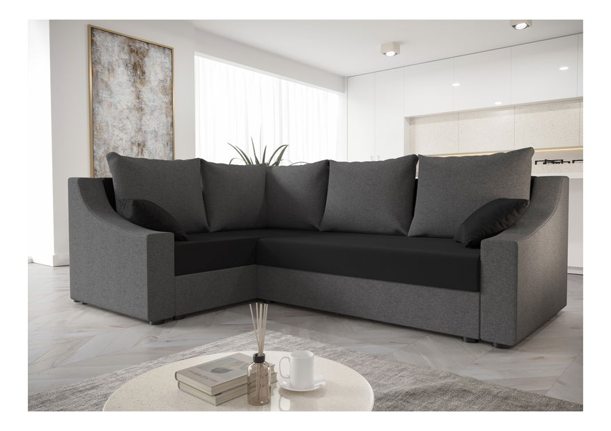 Sarok ülőgarnitúra Opal Plus (szürke + fekete) (B)