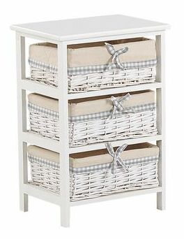 Komoda ZORIOLA (biela + béžová) (tri koše)