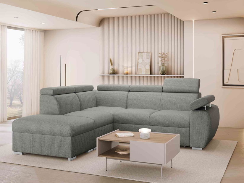 Rohová sedačka Gozo 2RR1P (sivá) (s úl. priestorom) (L)